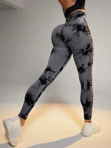 Women Tie Dye Hollow Out Leggings