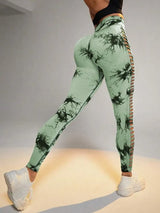 Women Tie Dye Hollow Out Leggings